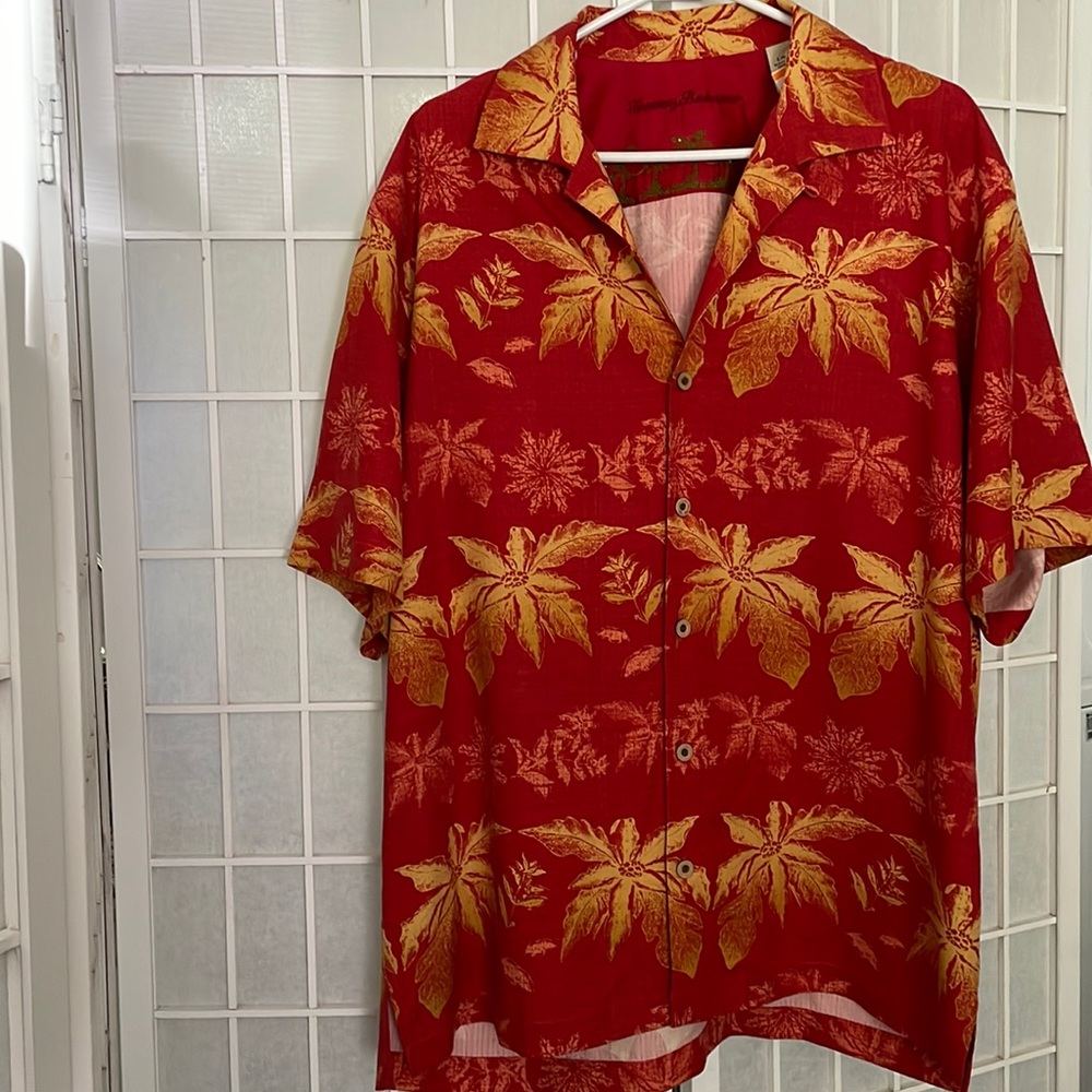 Tommy Bahama Silk Short Sleeve Hawaiian Shirt Sz L